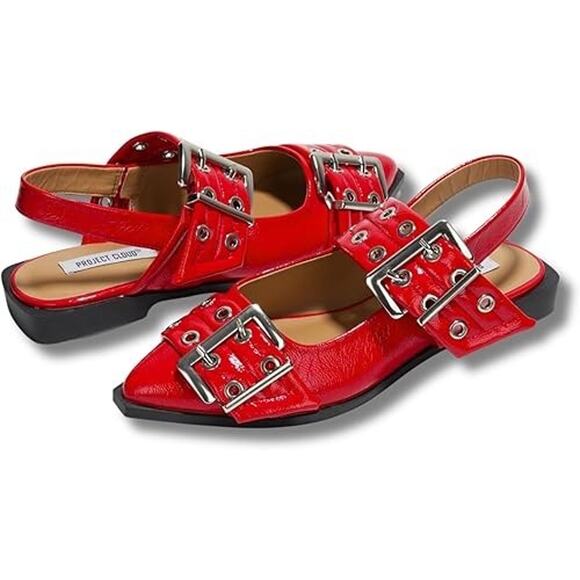 Project Cloud Katharyn Womens Flats, Memory Foam, Non-Slip, Red, Size 6 - Picture 6 of 6